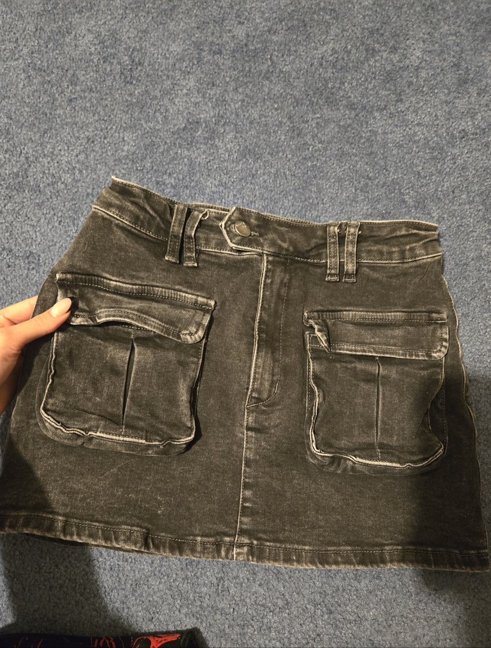 Women's Black Washed Utility Mini Skirt